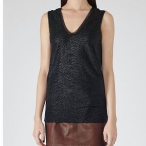 Reiss Ona Metallic Black Sleeveless Top S